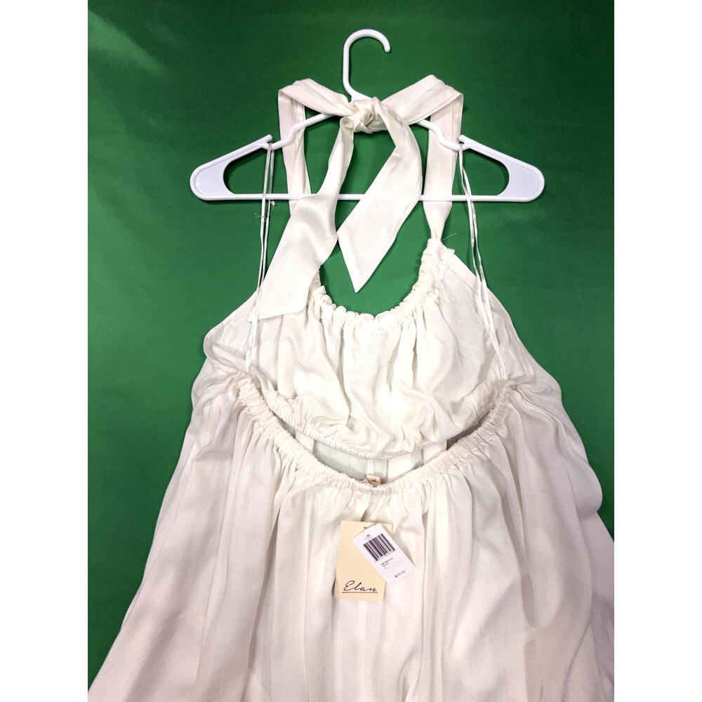 NWT Elan Women's White Halter Self-tie Neck Open Back S Dress Sz M pockets - Picture 4 of 11